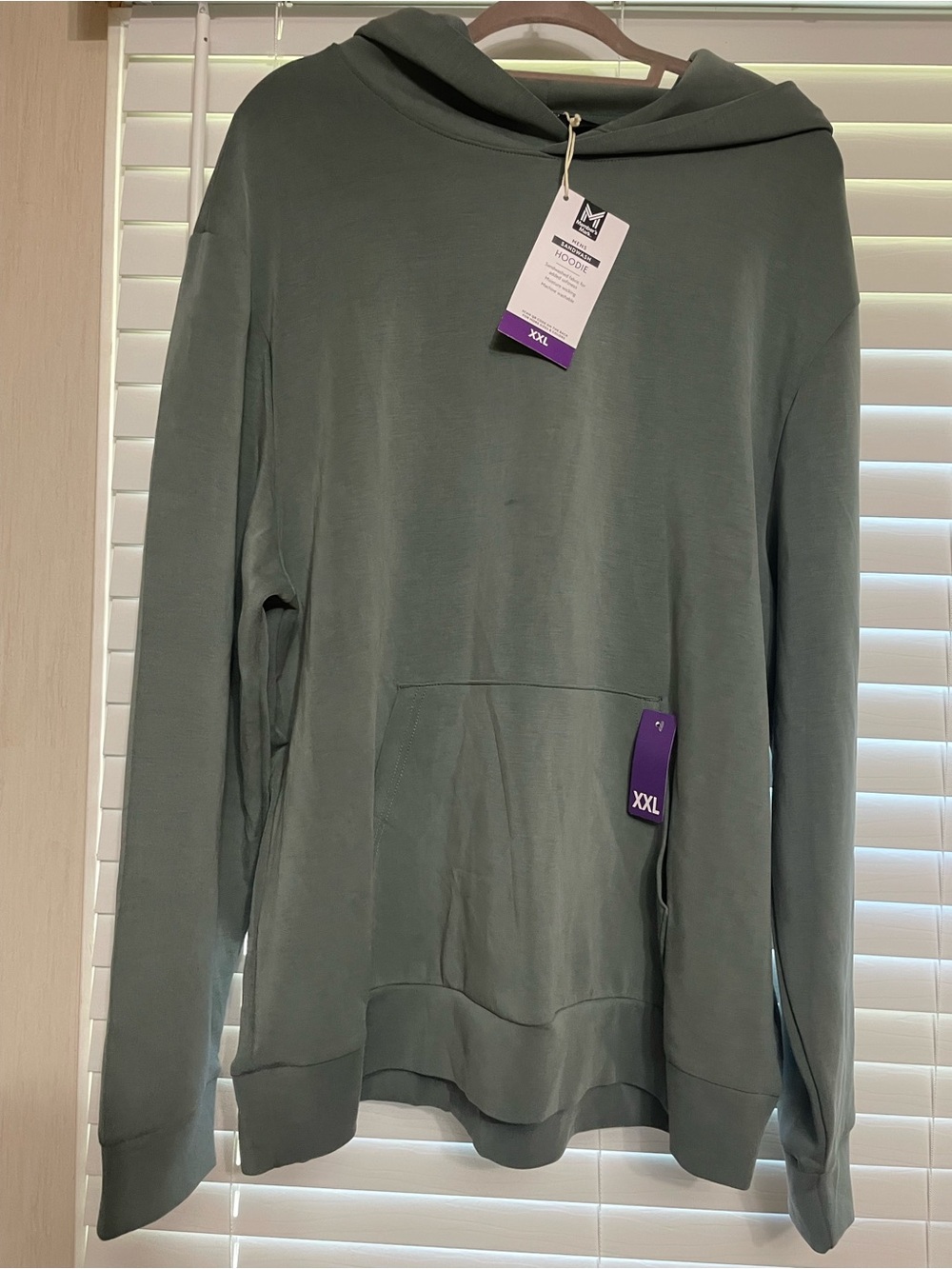 Men's butter soft Hooded Pullover Sweatshirt - Sage Green, XXL